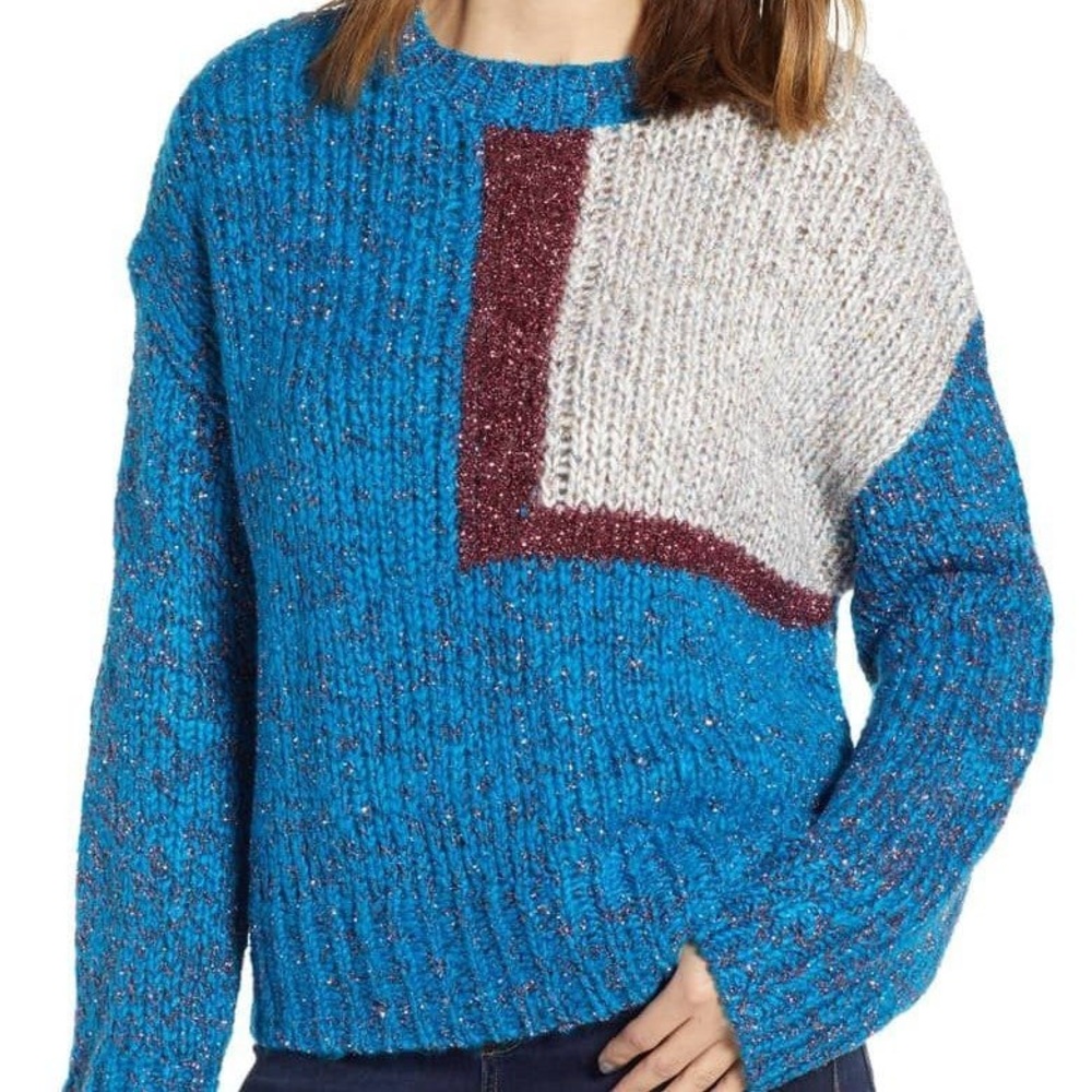 Prima Tinsel Knit Colorblock Sweater